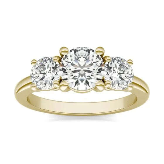 2 CTW AGI Certified Lab Grown Diamond (G-VS) Three Stone Engagement Ring in Choice of 14K Yellow or 14k White Gold Jewelux Shop