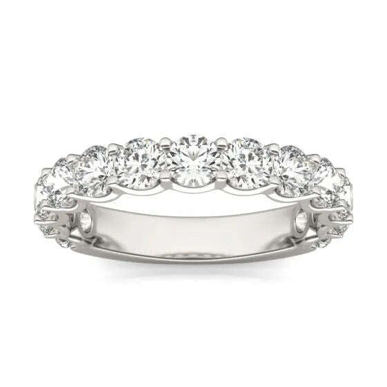 2 1/15 CTW Lab Grown Round Cut Diamond Half Eternity Ring in 14K White Gold - G-VS Jewelux Shop