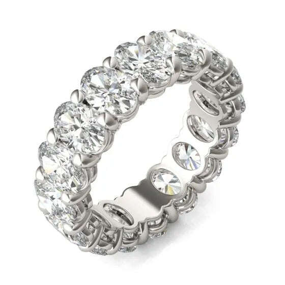 5 5/8 CTW Oval Lab Grown Diamond Couture Classic Eternity Ring 14K White Gold (G-VS) Jewelux Shop