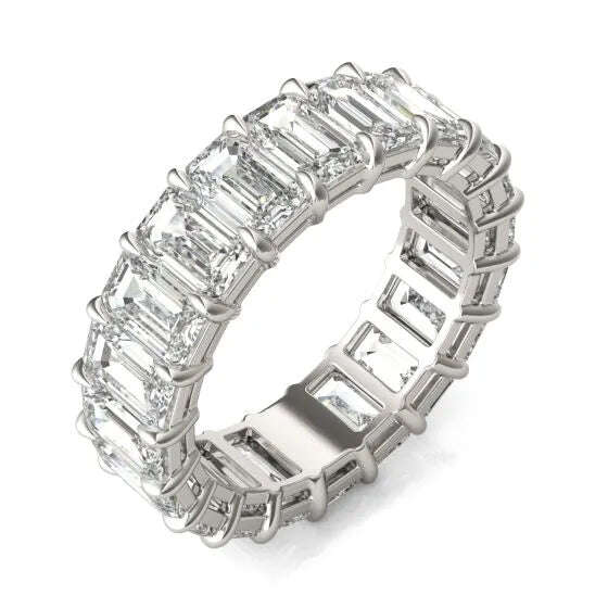6 1/4 CTW Emerald Lab Grown Diamond Couture Classic Eternity Ring 14K White Gold (G-VS) Jewelux Shop