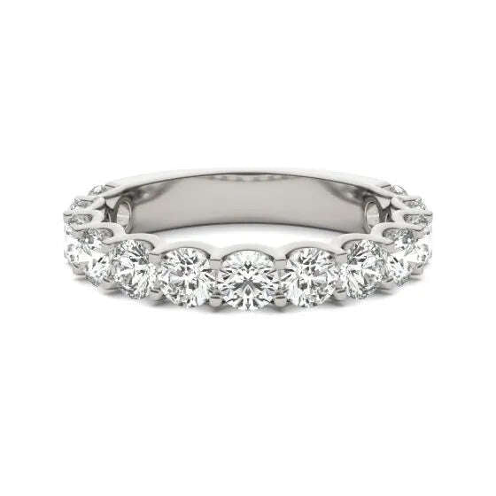 2 1/15 CTW Lab Grown Round Cut Diamond Half Eternity Ring in 14K White Gold - G-VS Jewelux Shop
