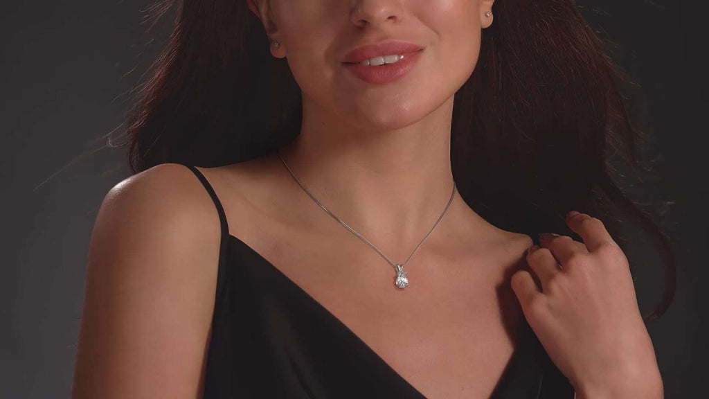 2.00 CTW AGI Certified Pear-Cut Lab-Grown Diamond (F/VS) Pendant in 14K White Gold Jewelux Shop