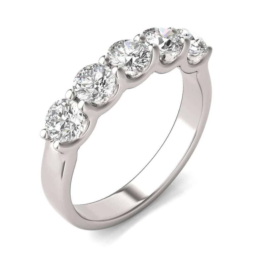 AGI Certified 1 1/4 CTW Round Lab Grown Diamond (G/VS) Five Stone Anniversary Band in 14K White Gold Jewelux Shop