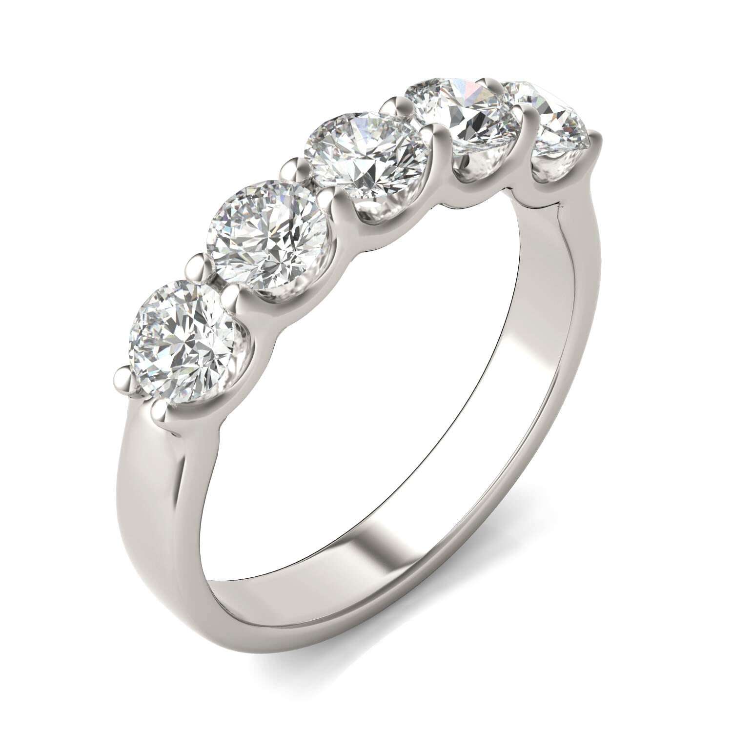 AGI Certified 1 1/4 CTW Round Lab Grown Diamond (G/VS) Five Stone Anniversary Band in 14K White Gold Jewelux Shop