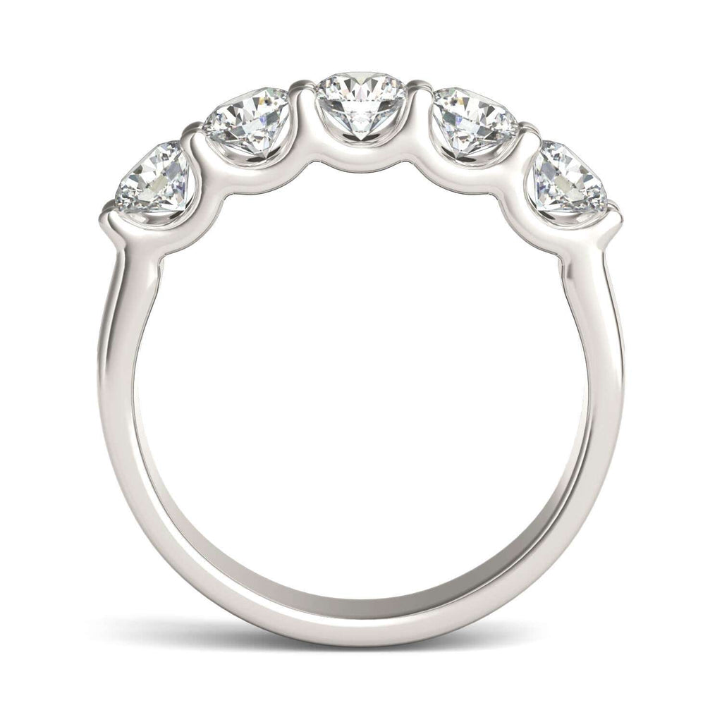 AGI Certified 1 1/4 CTW Round Lab Grown Diamond (G/VS) Five Stone Anniversary Band in 14K White Gold Jewelux Shop