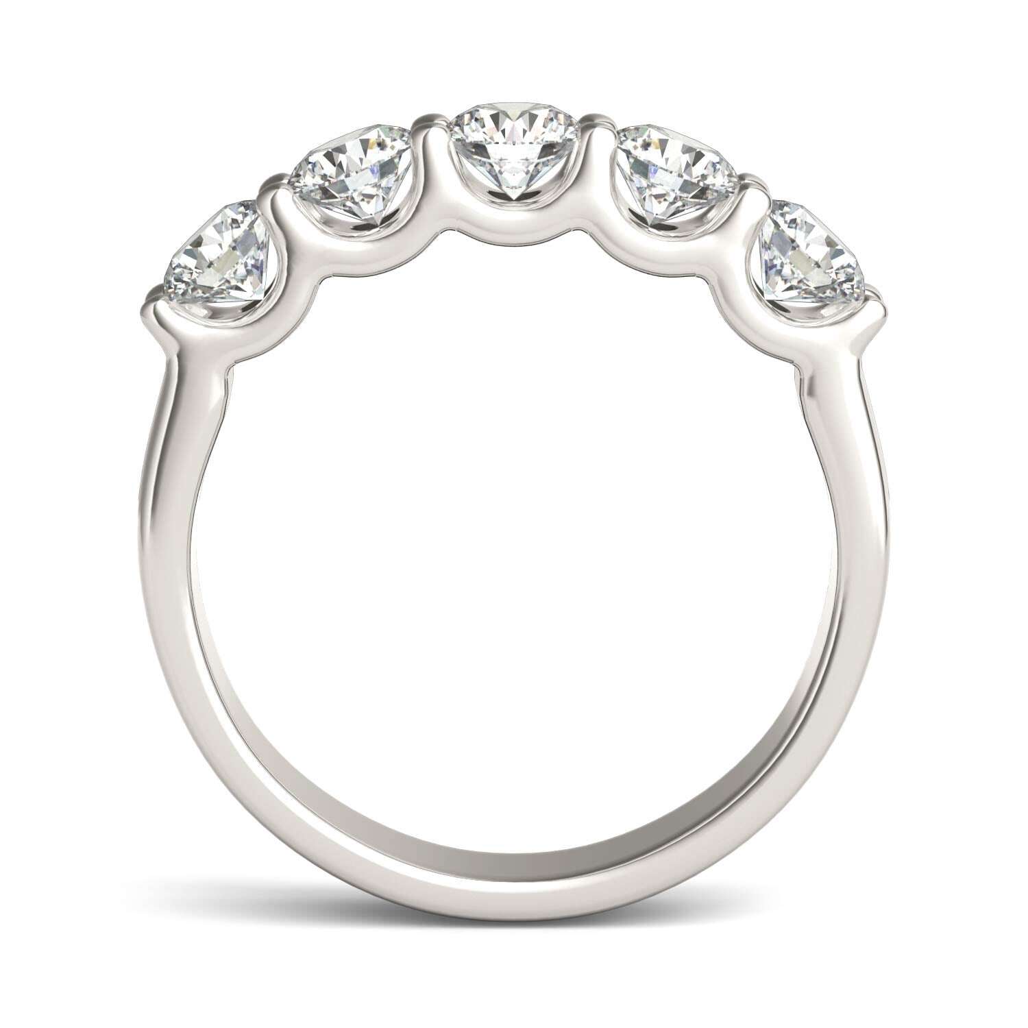 AGI Certified 1 1/4 CTW Round Lab Grown Diamond (G/VS) Five Stone Anniversary Band in 14K White Gold Jewelux Shop