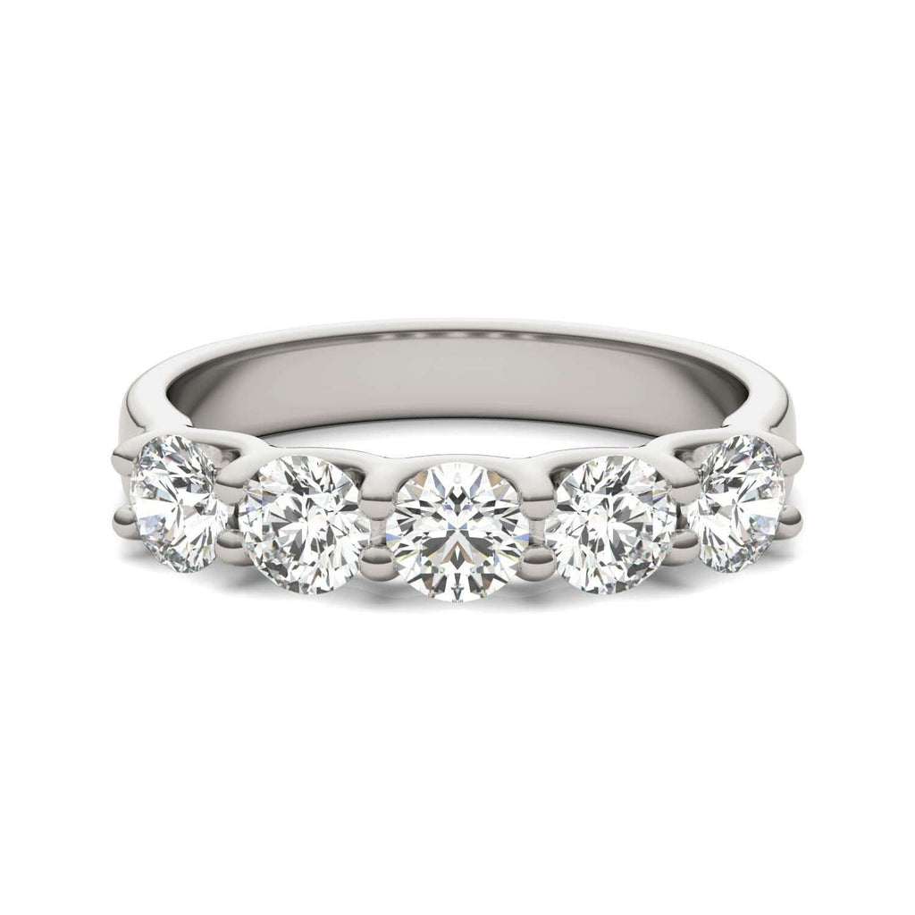 AGI Certified 1 1/4 CTW Round Lab Grown Diamond (G/VS) Five Stone Anniversary Band in 14K White Gold Jewelux Shop