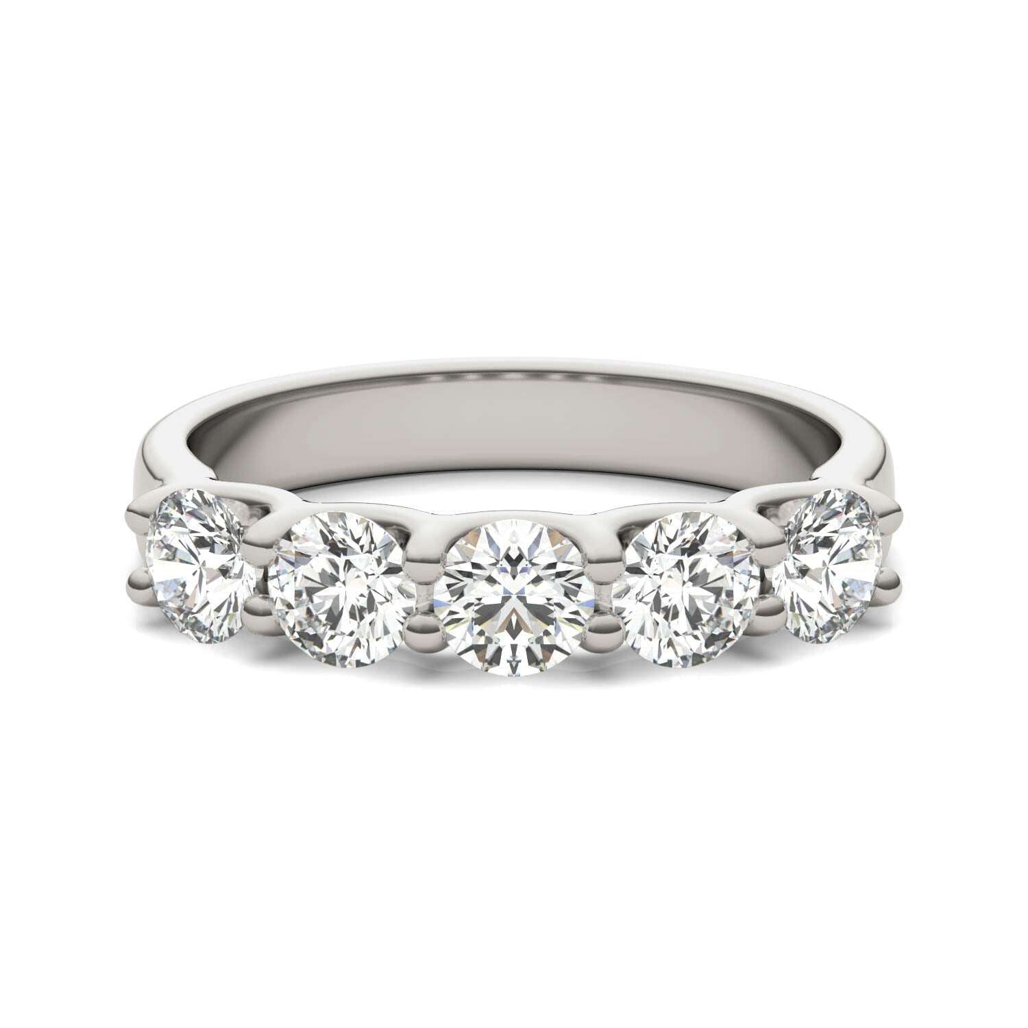 AGI Certified 1 1/4 CTW Round Lab Grown Diamond (G/VS) Five Stone Anniversary Band in 14K White Gold Jewelux Shop