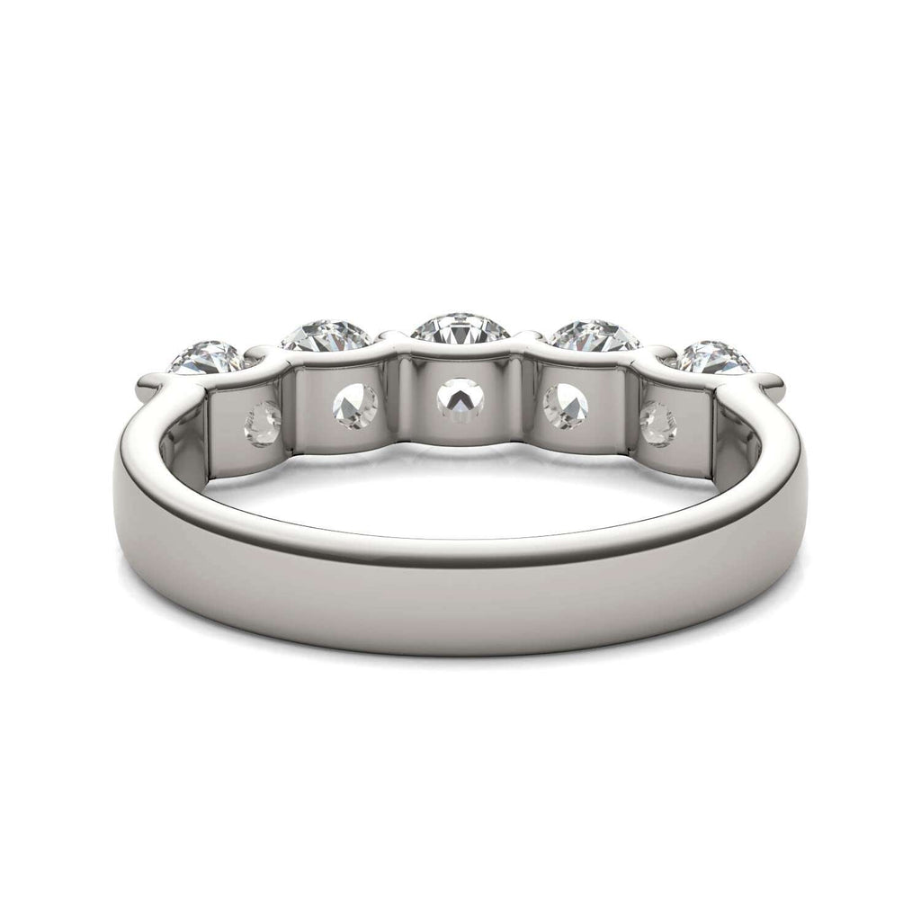 AGI Certified 1 1/4 CTW Round Lab Grown Diamond (G/VS) Five Stone Anniversary Band in 14K White Gold Jewelux Shop