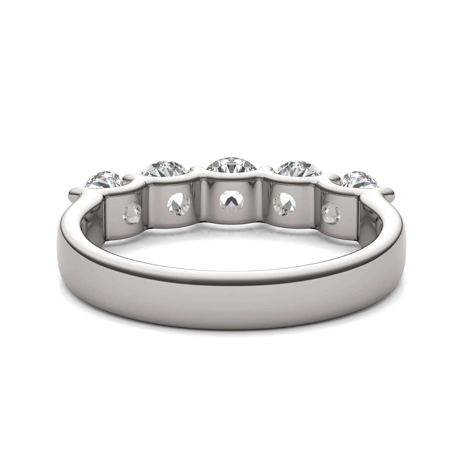AGI Certified 1 1/4 CTW Round Lab Grown Diamond (G/VS) Five Stone Anniversary Band in 14K White Gold Jewelux Shop