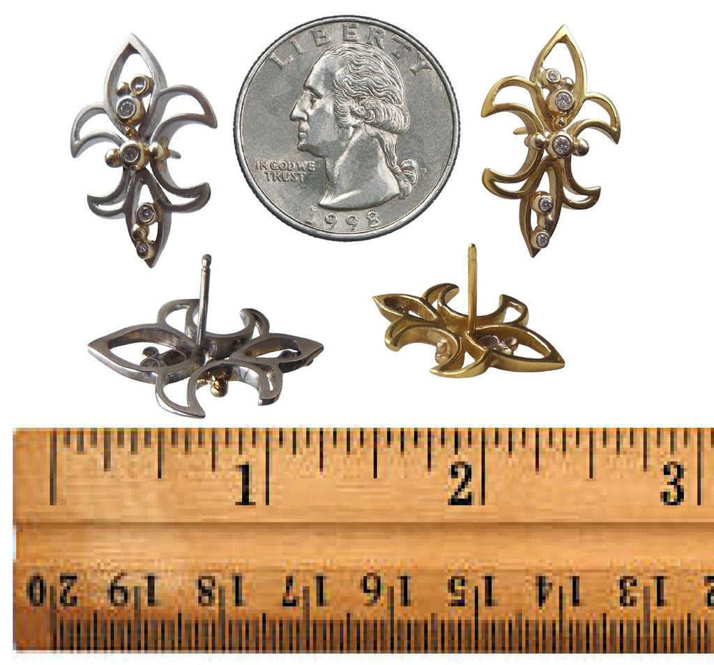 Fleur De Lis Earrings-18K Gold with Diamonds