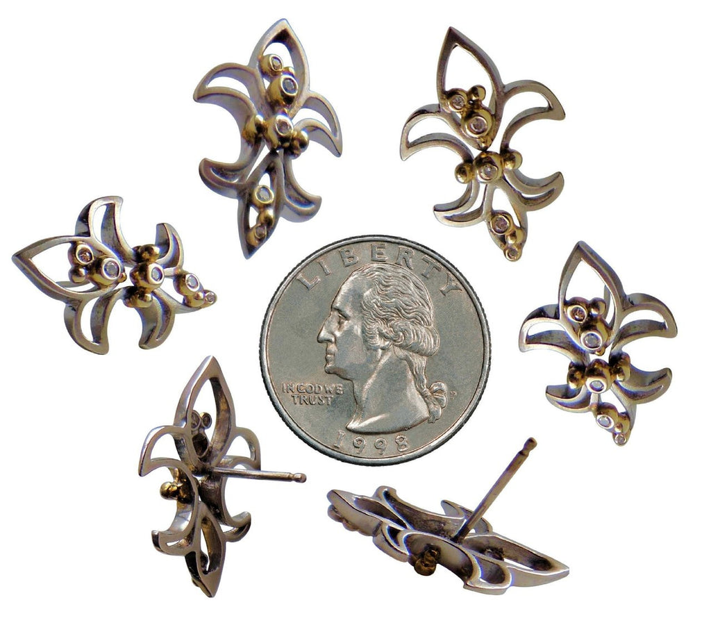 Fleur De Lis Earrings-18K Gold with Diamonds
