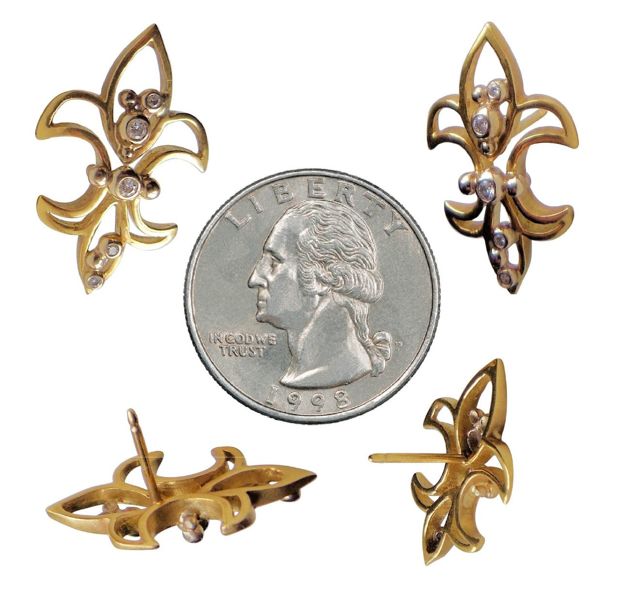 Fleur De Lis Earrings-18K Gold with Diamonds