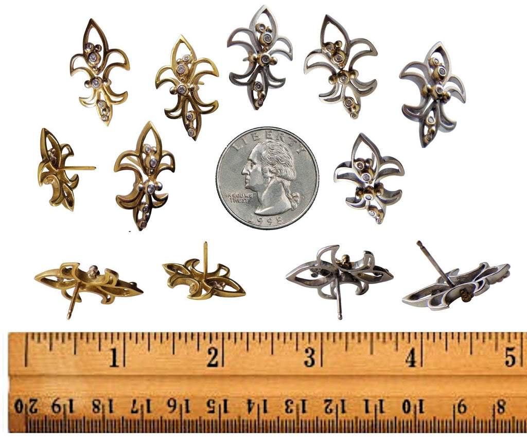 Fleur De Lis Earrings-18K Gold with Diamonds