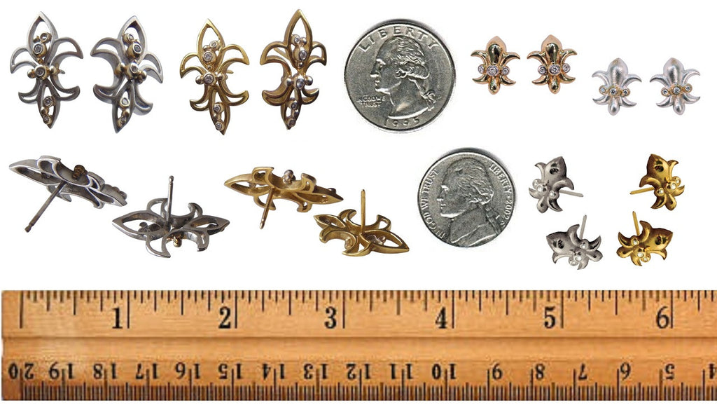 Fleur De Lis Earrings-18K Gold with Diamonds