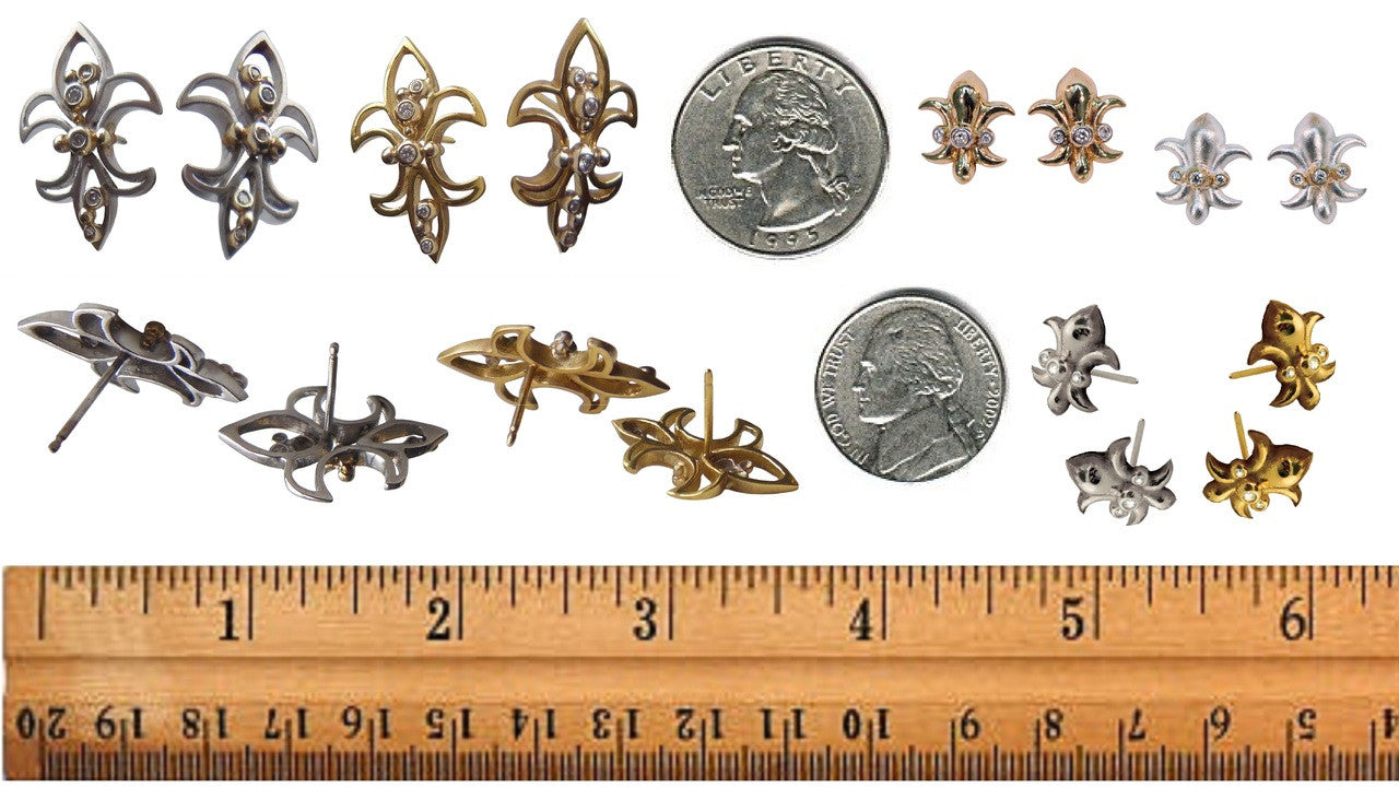 Fleur De Lis Earrings-18K Gold with Diamonds