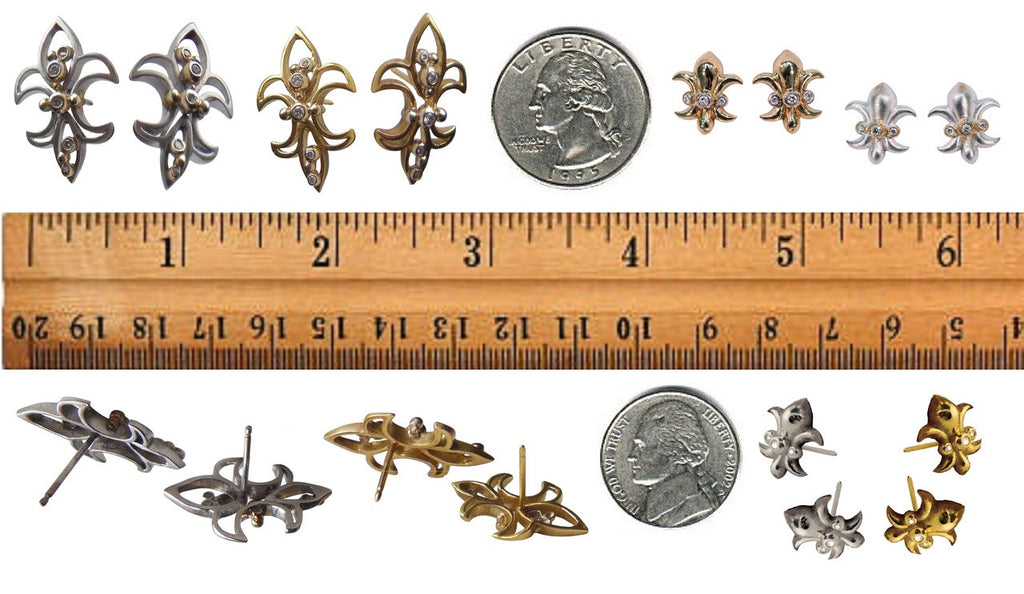 Fleur De Lis Earrings-18K Gold with Diamonds