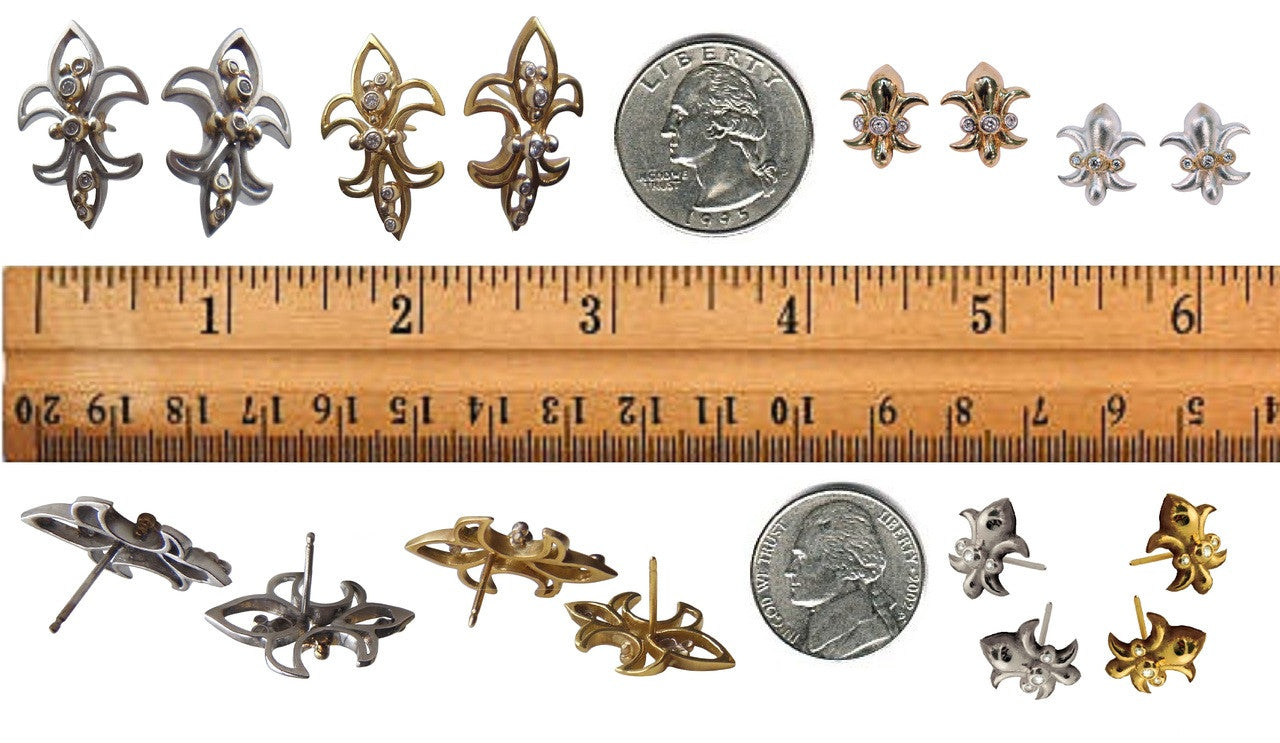 Fleur De Lis Earrings-18K Gold with Diamonds
