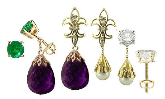 Fleur De Lis Earrings-18K Gold with Diamonds
