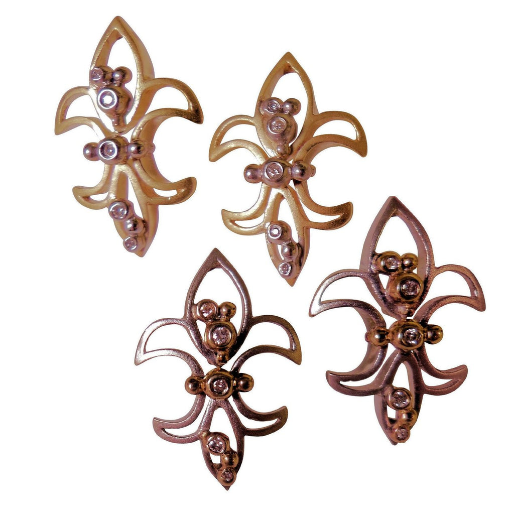 Fleur De Lis Earrings-18K Gold with Diamonds