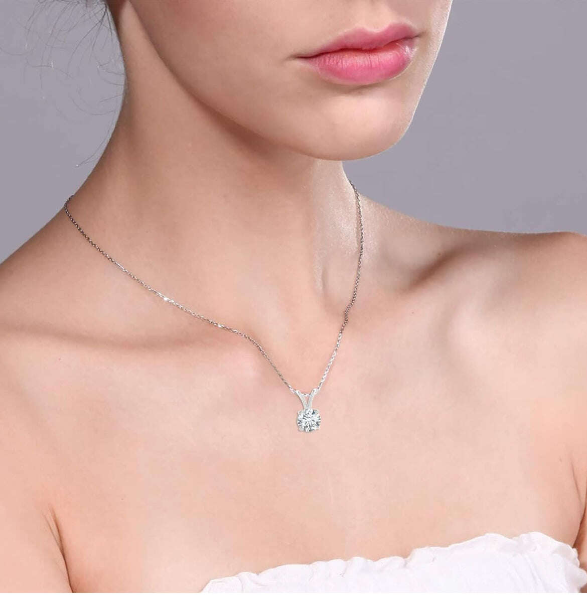 1.00 CTW AGI Certified Lab Grown Diamond Pendant - G/VS Clarity Round Cut in Choice of 14K White or Yellow Gold Jewelux Shop