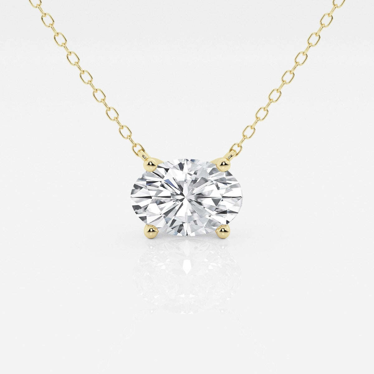 1.00 Ctw Oval Lab Grown Diamond Solitaire Pendant In White /Yellow Jewelux Shop