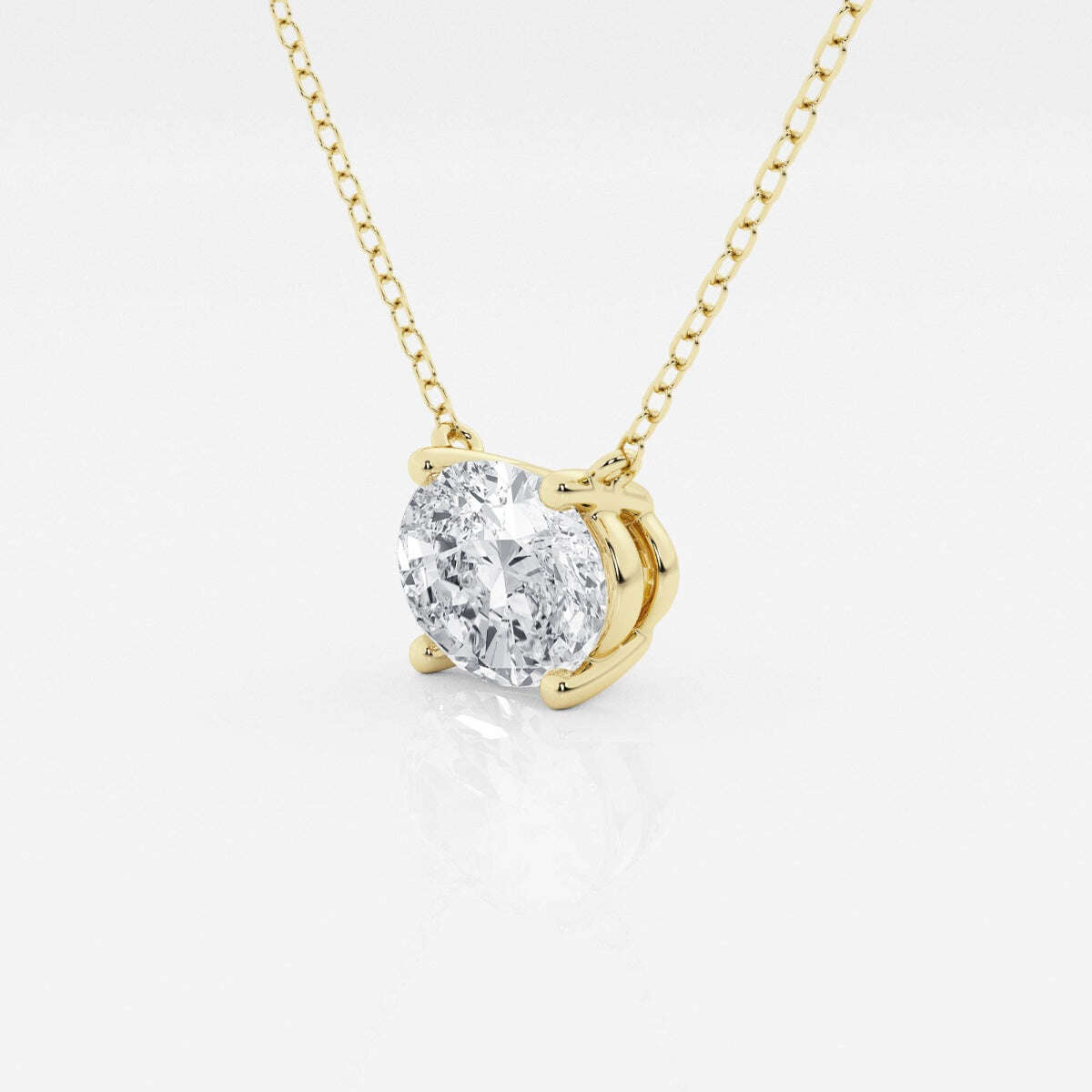 1.00 Ctw Oval Lab Grown Diamond Solitaire Pendant In White /Yellow Jewelux Shop