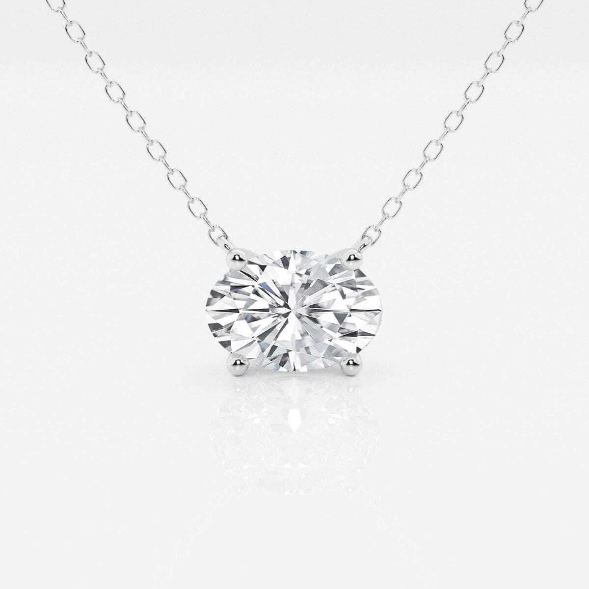 1.00 Ctw Oval Lab Grown Diamond Solitaire Pendant In White /Yellow Jewelux Shop