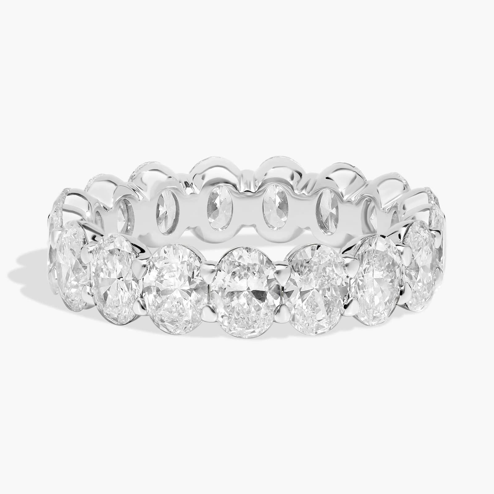 5.00 CTW Created Moissanite Oval Eternity Band Ring in 14k White Gold Overlay