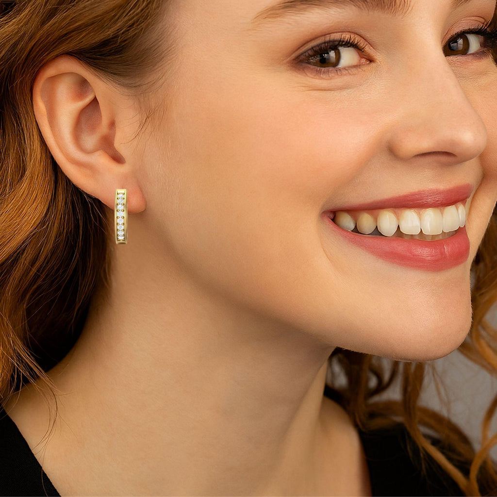 Moissanite 1.20 Ctw Hoop Earrings - 14K Yellow Gold