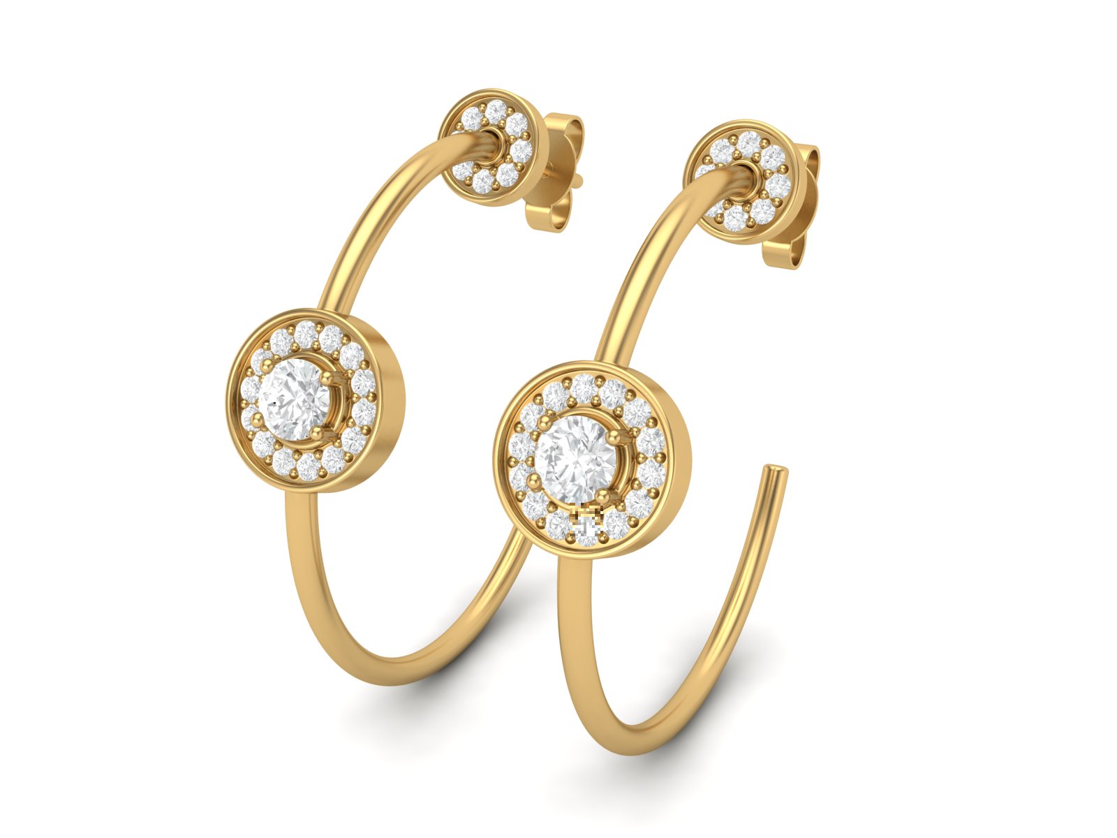 Moissanite 0.78 Ctw Halo Hoop Earrings - 14K Yellow Gold