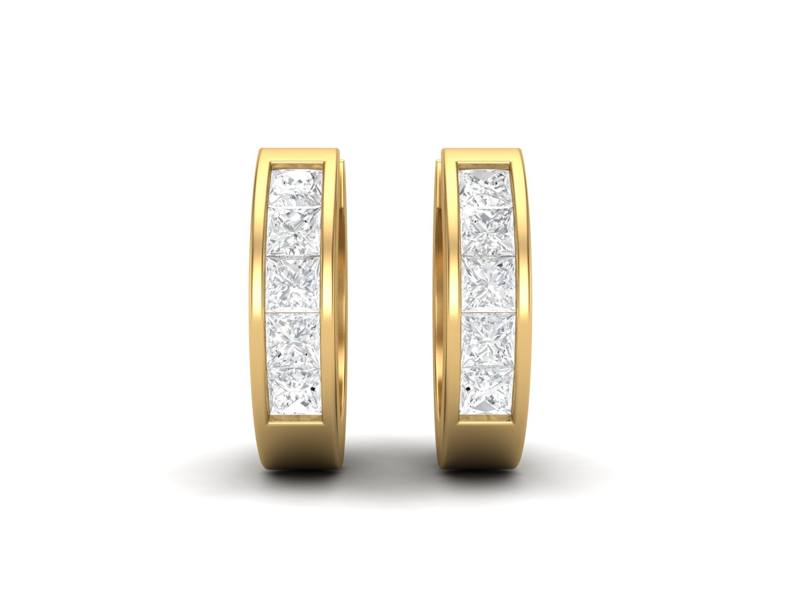 Moissanite 1.5 Ctw Hoop Earrings - 14K Yellow Gold