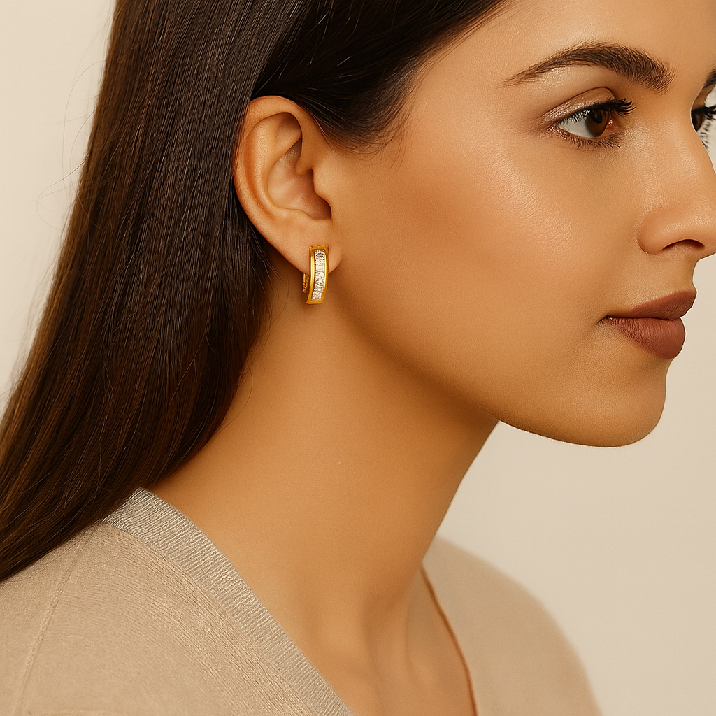 Moissanite 1.5 Ctw Hoop Earrings - 14K Yellow Gold