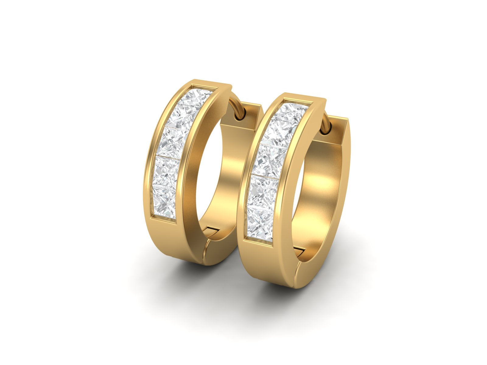 Moissanite 1.5 Ctw Hoop Earrings - 14K Yellow Gold