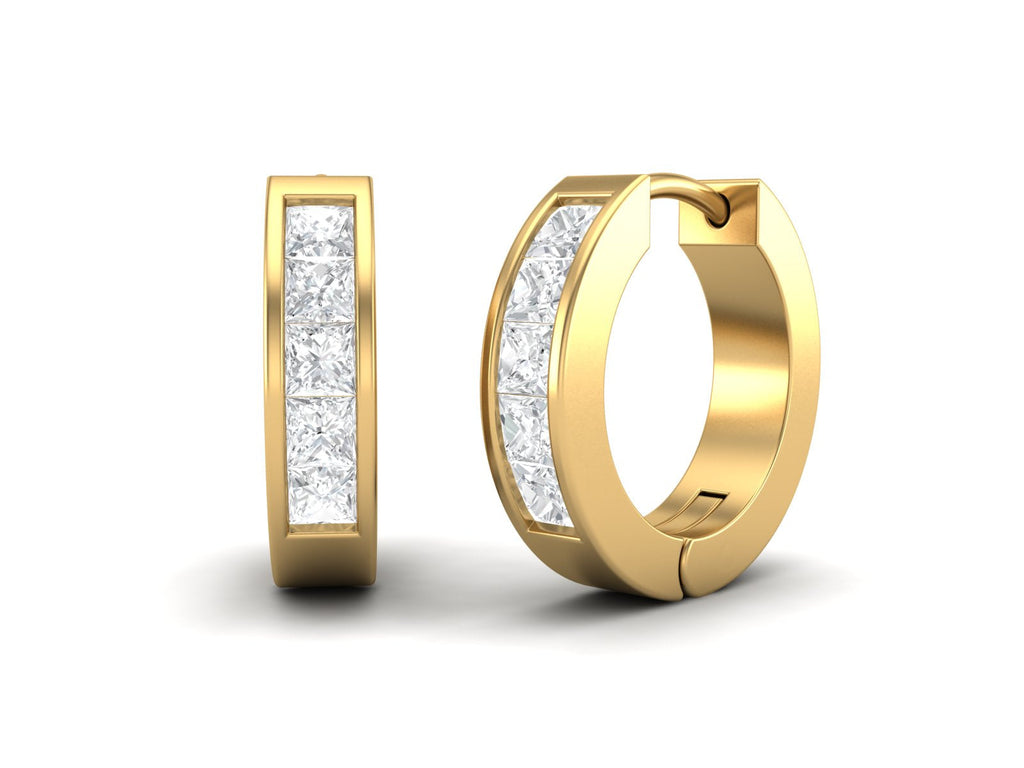 Moissanite 1.5 Ctw Hoop Earrings - 14K Yellow Gold