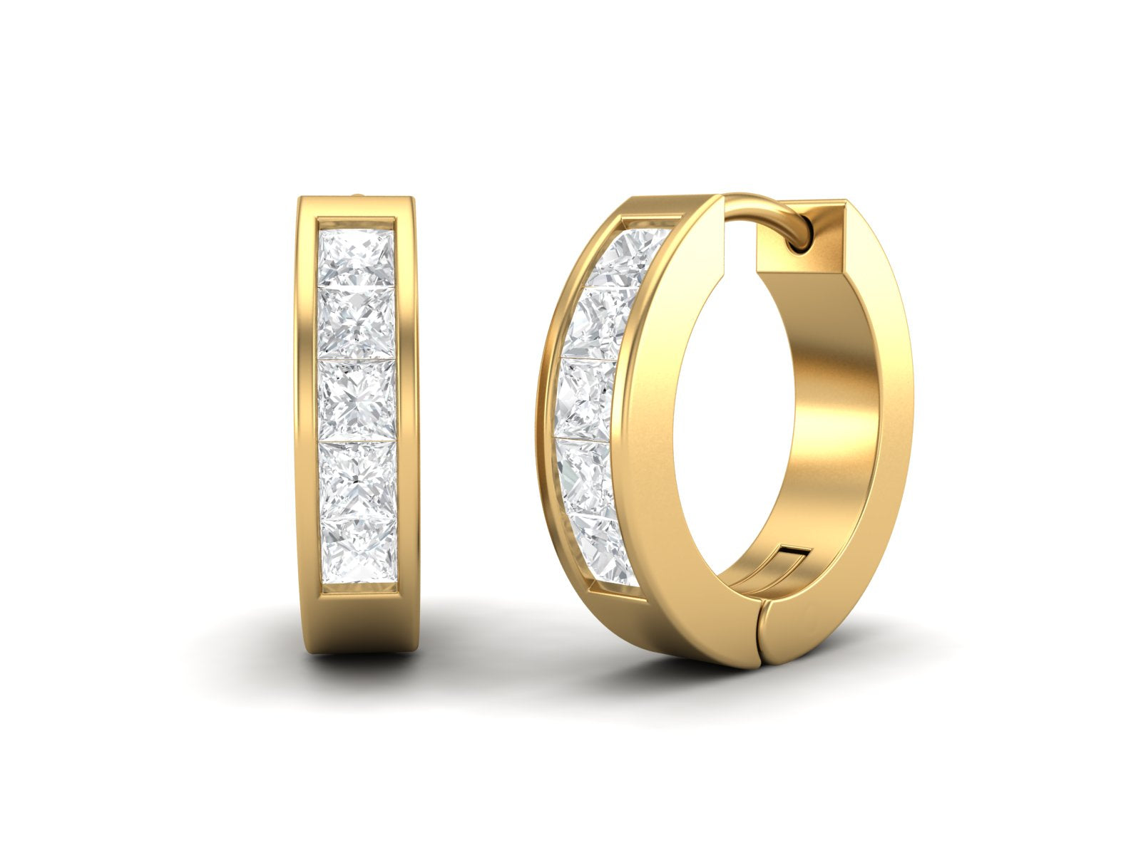 Moissanite 1.5 Ctw Hoop Earrings - 14K Yellow Gold