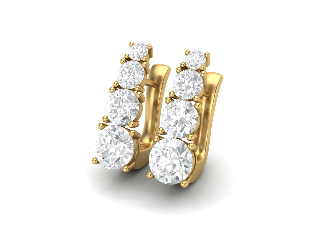 Moissanite 3.2 Ctw Hoop Earrings - 14K Yellow Gold