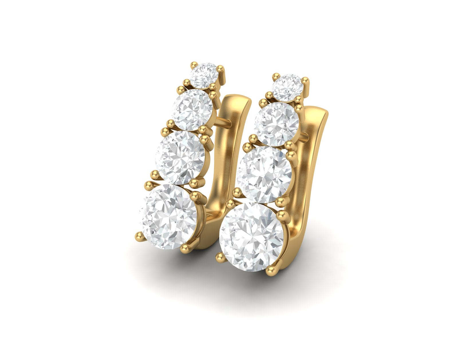 Moissanite 3.2 Ctw Hoop Earrings - 14K Yellow Gold