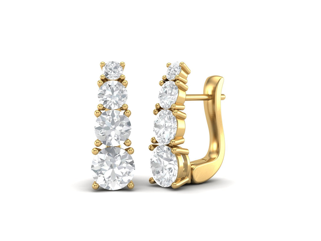 Moissanite 3.2 Ctw Hoop Earrings - 14K Yellow Gold