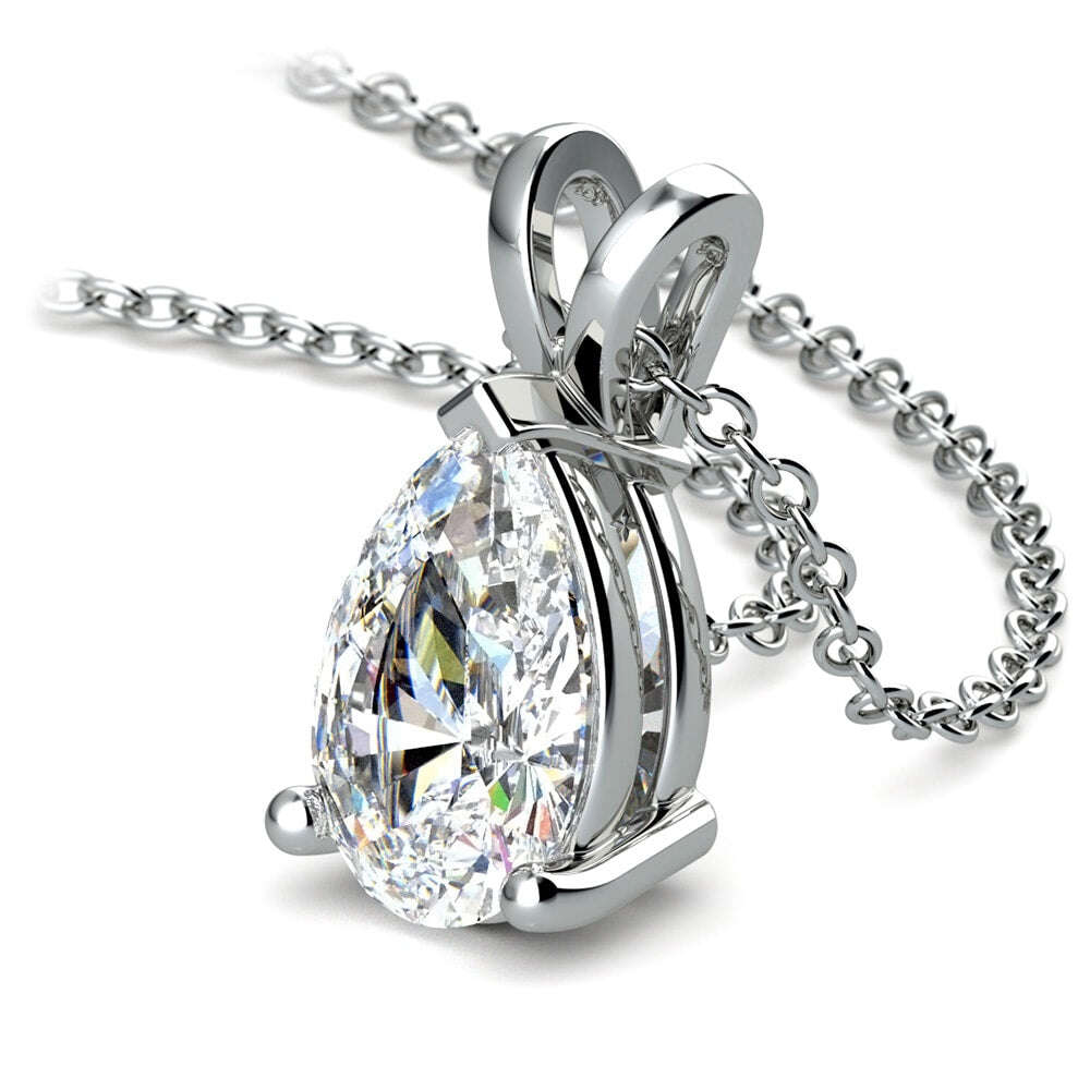 2.00 CTW AGI Certified Pear-Cut Lab-Grown Diamond (F/VS) Pendant in 14K White Gold Jewelux Shop