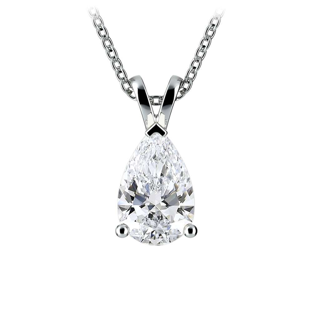 2.00 CTW AGI Certified Pear-Cut Lab-Grown Diamond (F/VS) Pendant in 14K White Gold Jewelux Shop