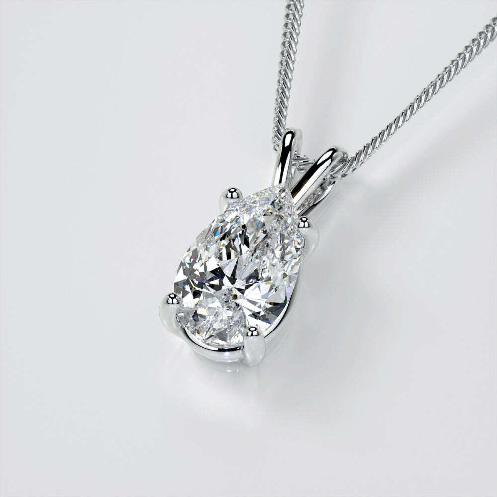 2.00 CTW AGI Certified Pear-Cut Lab-Grown Diamond (F/VS) Pendant in 14K White Gold Jewelux Shop