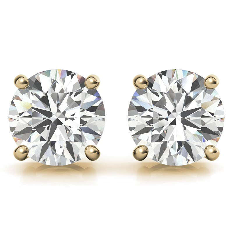 AGI Certified 2.00 CTW Lab Grown Diamond (G/VS) Stud Earrings in 14K Yellow or White Gold Jewelux Shop