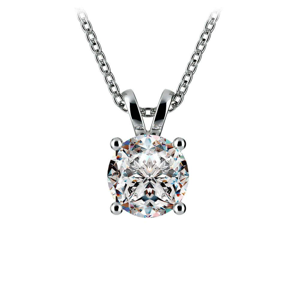 AGI Certified 2.00 CTW Prong Set Round Lab Grown Solitaire Diamond Pendant (G-VS) in 14K White or Yellow Gold Jewelux Shop