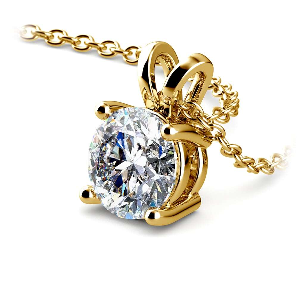 0.5/ 0.75 Ctw Prong Set Round Diamond Pendant In White /Yellow Gold G-VS Jewelux Shop